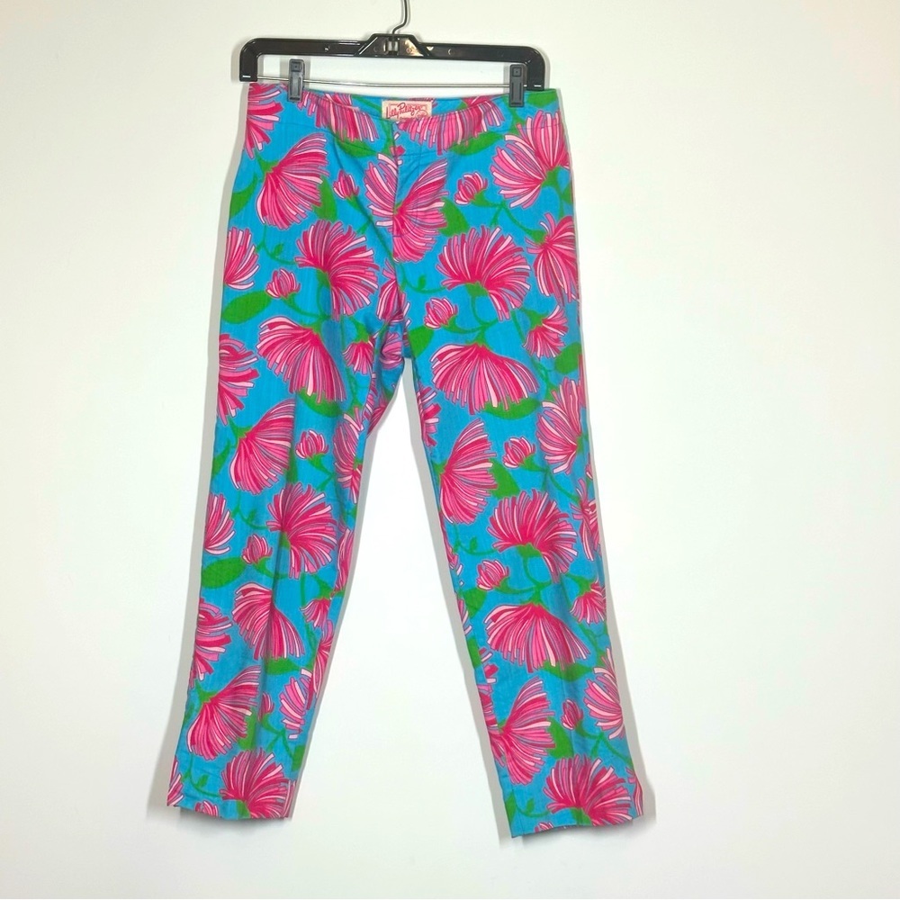 Lilly Pulitzer Pink & Turquoise Floral Capri Pants
